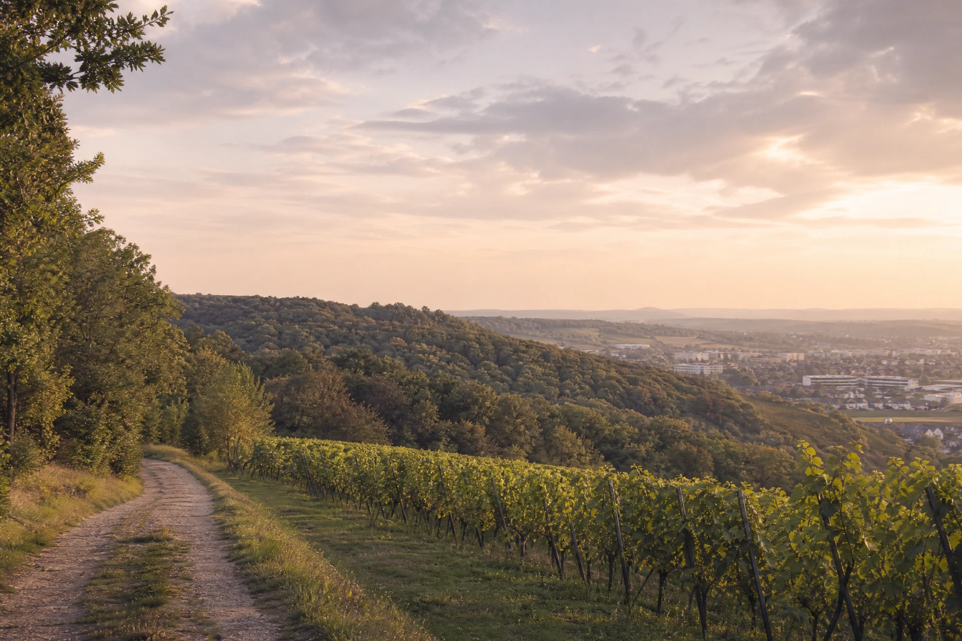Illustrative Weinberg- und Heuchelberglandschaft bei Leingarten